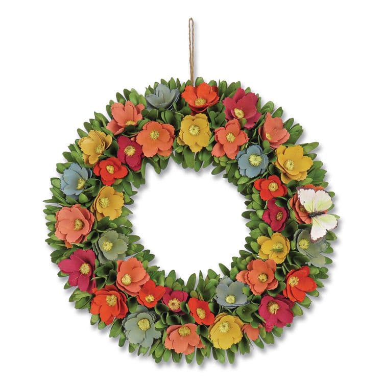 NATIONAL TREE COMPANY Spring Floral Wreath with Butterfly, 19.7" x 19.7" x 4.3", Assorted Colors (NTTEG7919B04461)