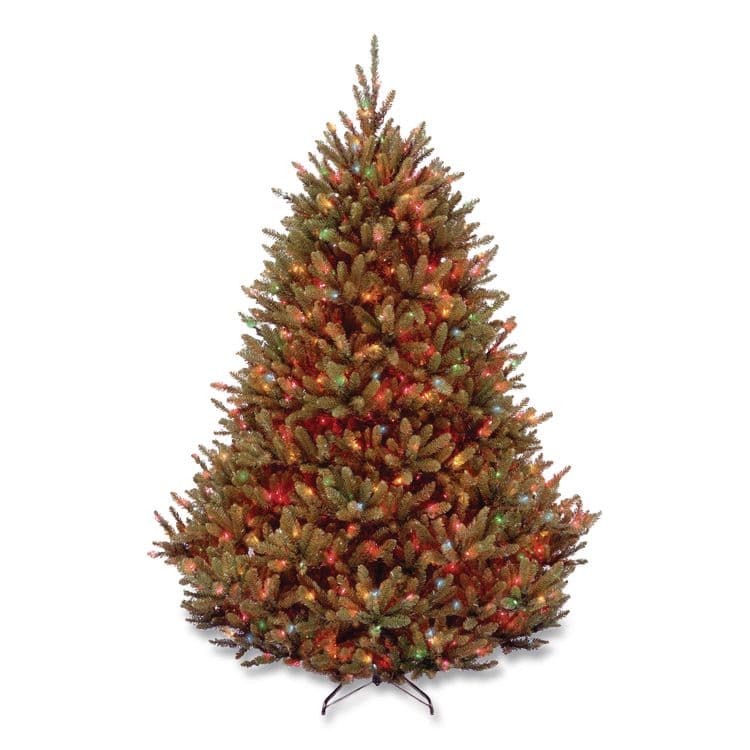 NATIONAL TREE COMPANY Pre-Lit Natural Fraser Fir Tree, 60" x 60" x 90", Green Tree, Green Tree Stand (NTTNAFFMH175RLO)