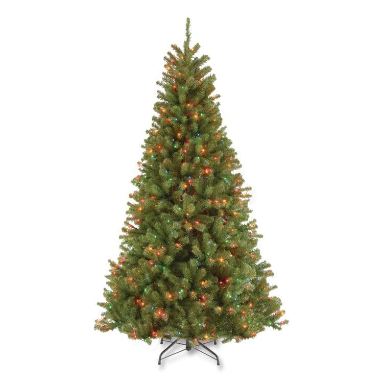 NATIONAL TREE COMPANY Pre-Lit North Valley Spruce Tree, 42" x 42" x 78", Green Tree, Green Tree Stand (NTTNRV730165)