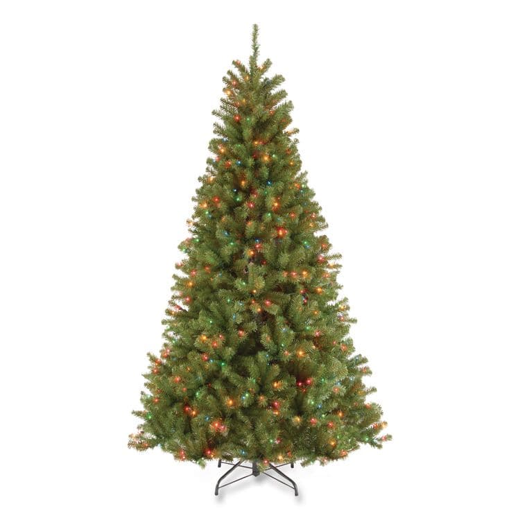 NATIONAL TREE COMPANY Pre-Lit North Valley Spruce Tree, 47" x 47" x 84", Green Tree, Green Tree Stand (NTTNRV730170)