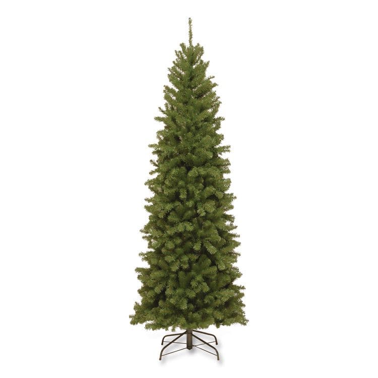 NATIONAL TREE COMPANY North Valley Spruce Pencil Slim Tree, 32" x 32" x 90", Green Tree, Green Tree Stand (NTTNRV750575)