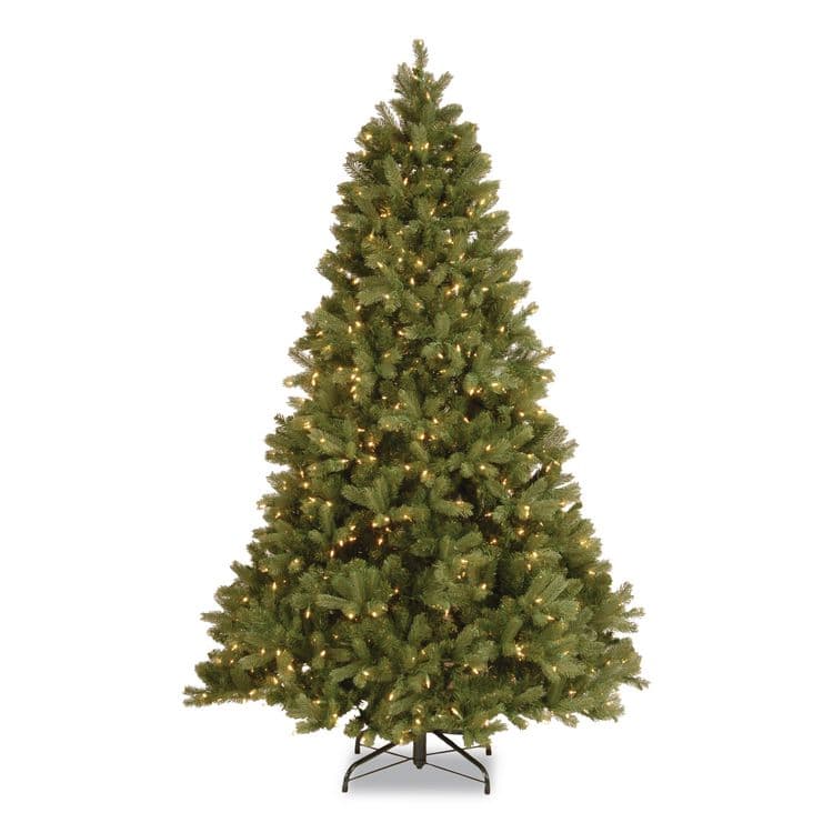 NATIONAL TREE COMPANY Pre-Lit Downswept Douglas Fir Tree, 49" x 49" x 78", Green Tree, Green Tree Stand (NTTPEDD131265)