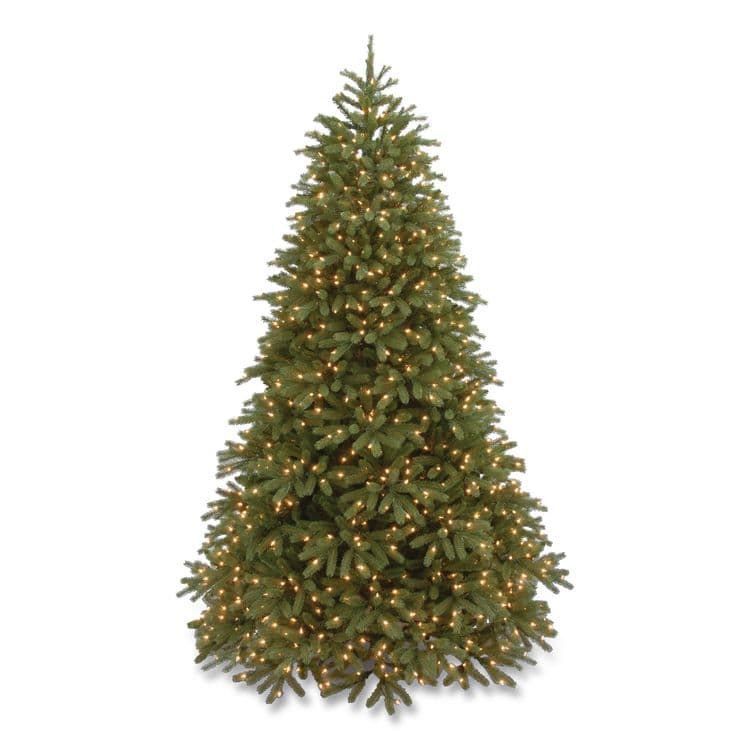 NATIONAL TREE COMPANY Pre-Lit Jersey Fraser Fir Medium Tree, 56" x 56" x 90", Green Tree, Green Tree Stand (NTTPEJF130275)