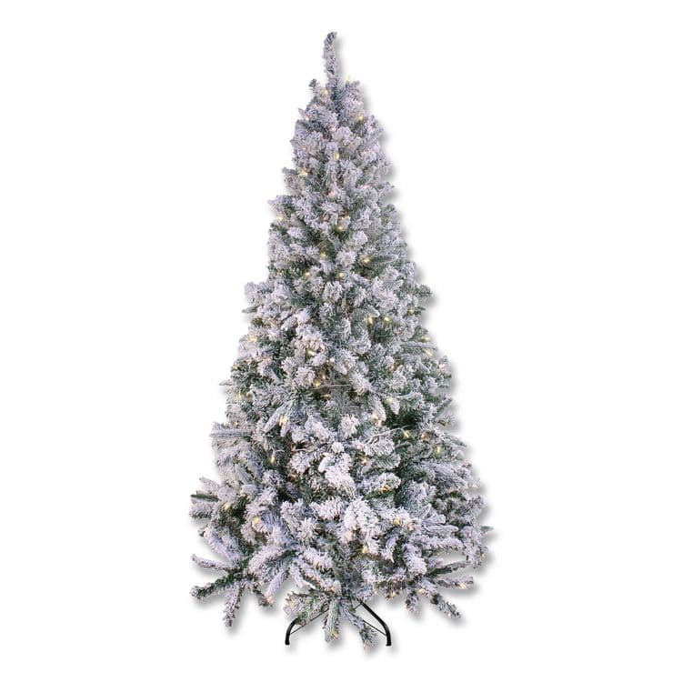 NATIONAL TREE COMPANY Pre-Lit Snowy Mixed Pine Tree, 44" x 44" x 78", Green Tree, Green Tree Stand (NTTPEMX230265F)