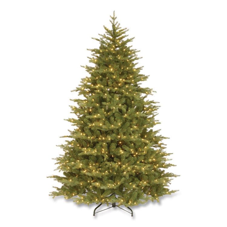 NATIONAL TREE COMPANY Pre-Lit Nordic Spruce Medium Tree, 69" x 69" x 108", Green Tree, Green Tree Stand (NTTPENS130790)
