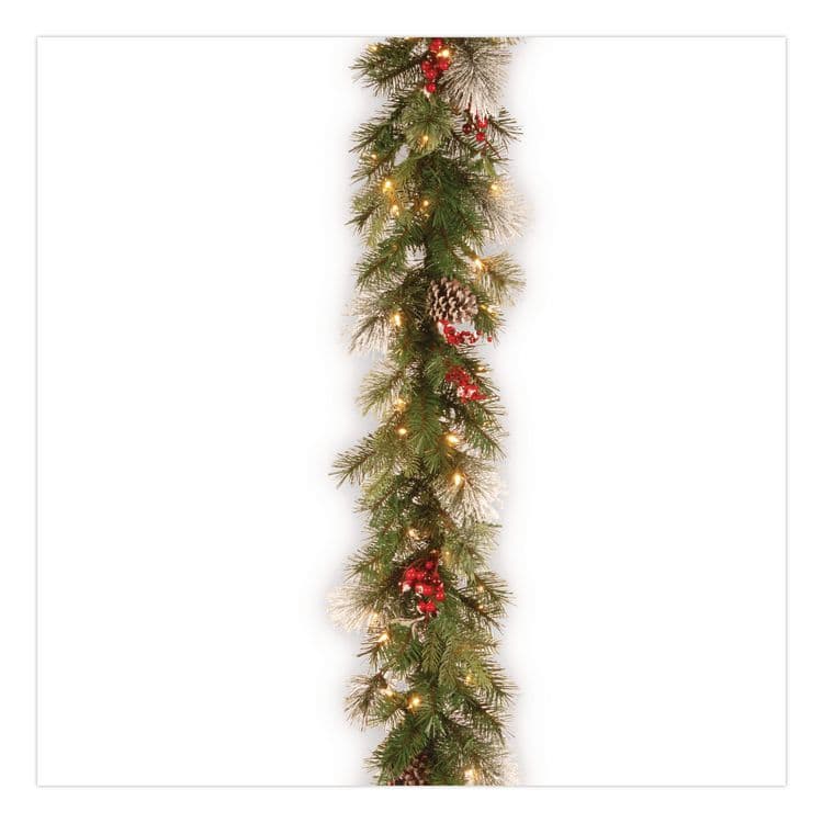 NATIONAL TREE COMPANY Pre-Lit Wintry Pine Garland, AC Powered, Clear Incandescent Lights, 108" Long, Green (NTTPEWT3009B1)