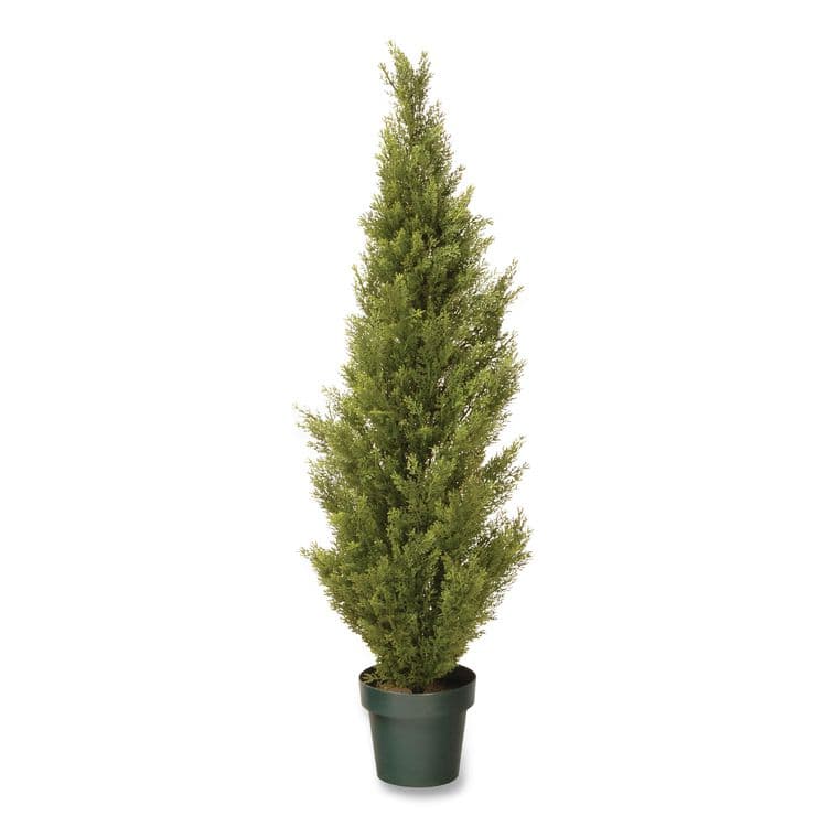 NATIONAL TREE COMPANY Cedar Topiary Tree, 13" x 13" x 53", Green Tree, Dark Green Pot (NTTQLMC4531)