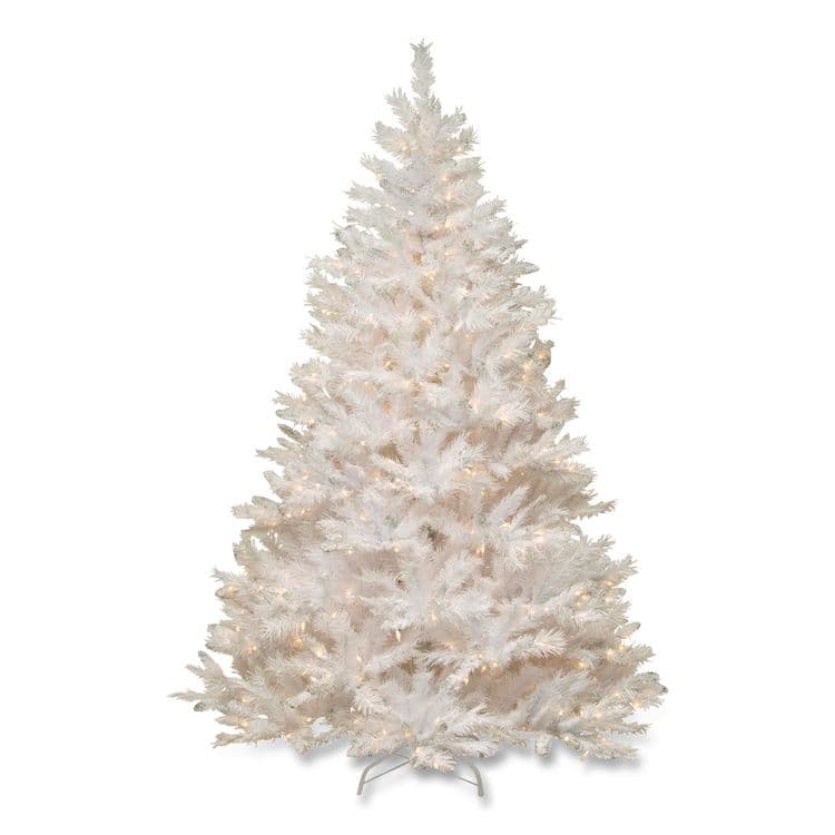 NATIONAL TREE COMPANY Pre-Lit Winchester Pine Tree, 52" x 52" x 78", White Tree, White Tree Stand (NTTWCHW730065)