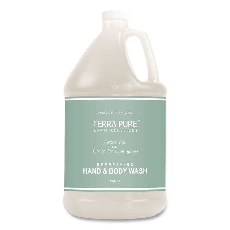 DIVERSIFIED HOSPITALITY SOLUTIONS, LTD. Terra Pure Body Wash Gallon, Green Tea Lemongrass Scent, 1 gal Bottle (DHS002294EA)