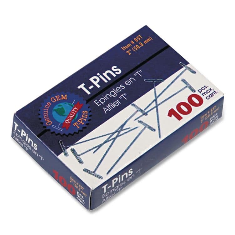 ADVANTUS CORPORATION T-Pins, Steel, Silver, 1.5", 100/Box (GEM87T) thumbnail 4