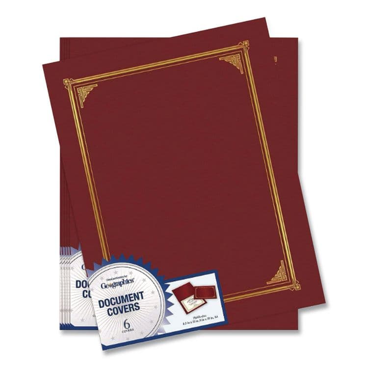 GEOGRAPHICS Certificate/Document Cover, 12.5 x 9.75, Burgundy, 6/Pack (GEO45333)