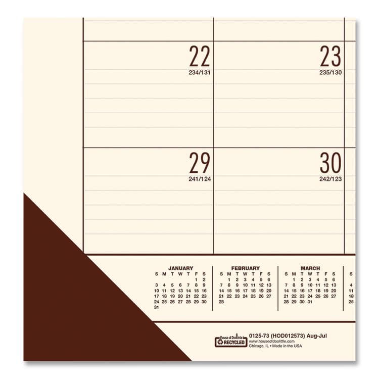 HOUSE OF DOOLITTLE EcoTones Recycled Academic Desk Pad Calendar, 18.5 x 13, Cream Sheets, Brown Corners, 12-Month (Aug to July): 2025 to 2026 (HOD012541) thumbnail 4