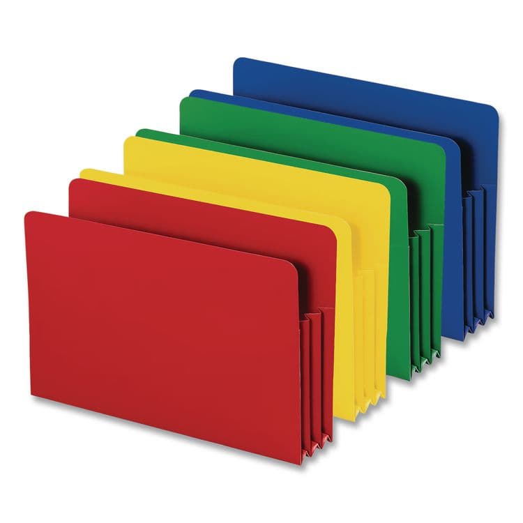 SMEAD MANUFACTURING CO. Poly Drop Front File Pockets, 3.5" Expansion, Legal Size, Assorted Colors, 4/Box (SMD73550) thumbnail 3