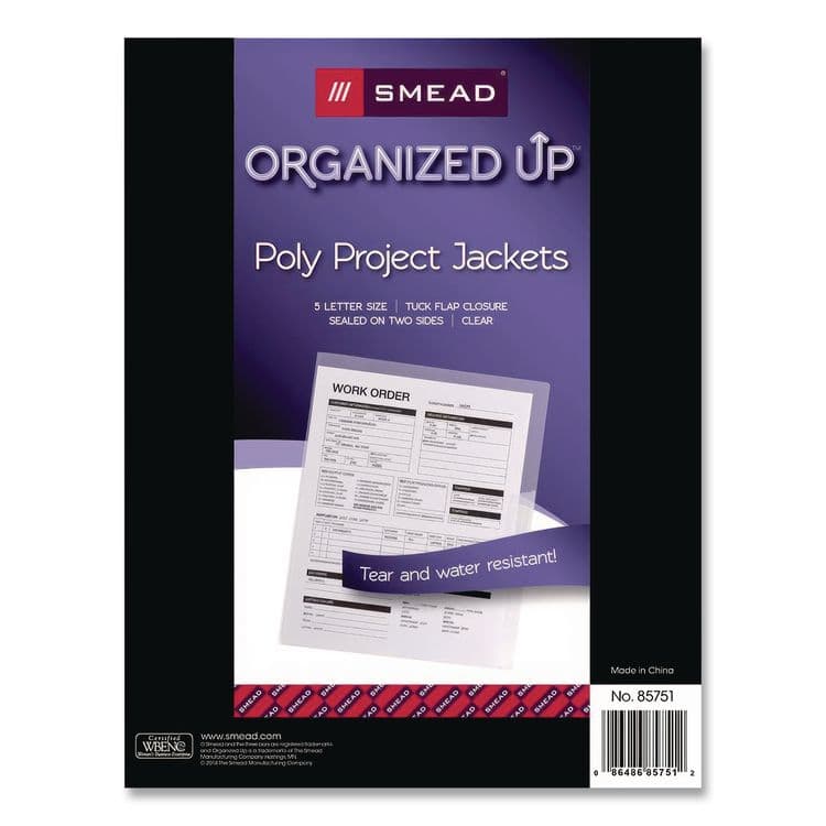 SMEAD MANUFACTURING CO. Poly Translucent Project Jackets, Letter Size, Clear, 5/Pack (SMD85751) thumbnail 3