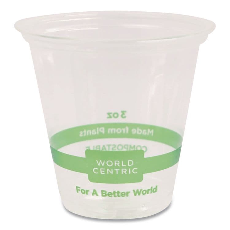 WORLD CENTRIC PLA Clear Portion Cups, 3 oz, Plastic, Clear, 2,500/Carton (WORCPCS3)