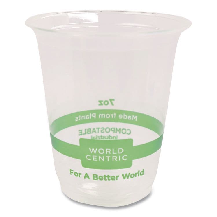 WORLD CENTRIC PLA Clear Cold Cups, 7 oz, Plastic, Clear, 2,000/Carton (WORCPCS7)