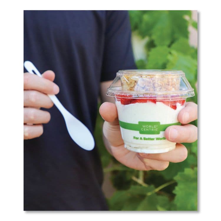 WORLD CENTRIC PLA Clear Cold Cup Lids, Dome Lid, Fits 9 oz to 24 oz Parfait Cups, Plastic, Clear, 1,000/Carton (WORCPLCS12SH) thumbnail 3