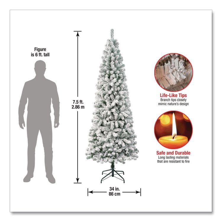 NATIONAL TREE COMPANY Acacia Medium Flocked Tree, 34" x 34" x 88.5" Green Tree, Green Tree Stand (NTTAC10050275F) thumbnail 4