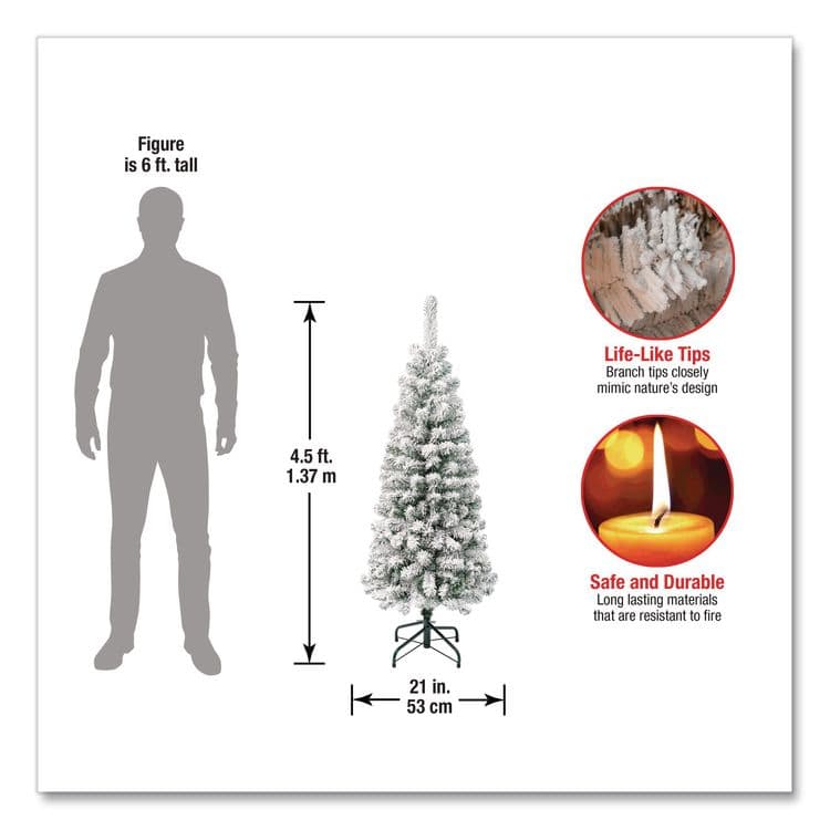 NATIONAL TREE COMPANY Acacia Pencil Slim Flocked Tree, 21" x 21" x 53.1", Green Tree, Green Tree Stand (NTTAC10050445F) thumbnail 4