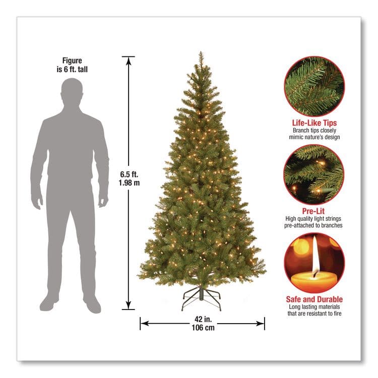 NATIONAL TREE COMPANY Pre-Lit Aspen Spruce Slim Tree, 42" x 42" x 78", Green Tree, Green Tree Stand (NTTAP730065) thumbnail 4