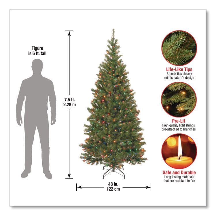 NATIONAL TREE COMPANY Pre-Lit Aspen Spruce Slim Tree, 48" x 48" x 90", Green Tree, Green Tree Stand (NTTAP730175) thumbnail 4
