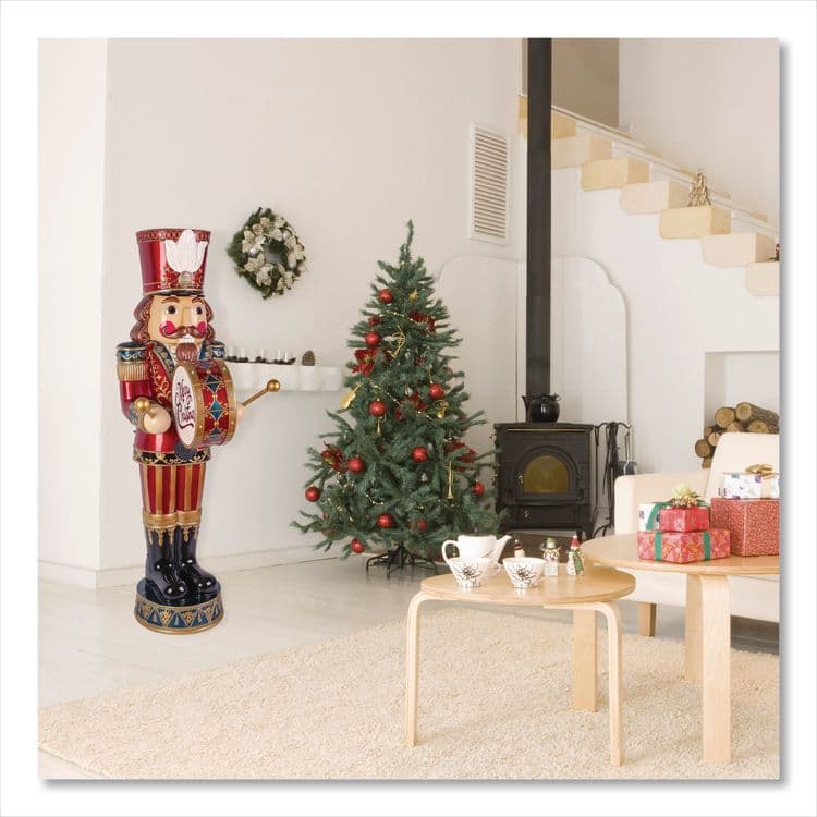 NATIONAL TREE COMPANY Animated Nutcracker, AC Powered, Blue/Green/Red/Yellow LED Lights, 22.25" x 18" x 58.5", Red (NTTBG20587A) thumbnail 2