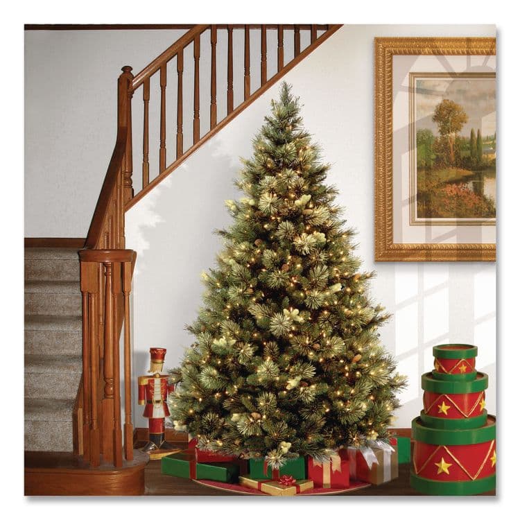 NATIONAL TREE COMPANY Pre-Lit Carolina Pine Tree, 55" x 55" x 78", Green Tree, Green Tree Stand (NTTCAP330665) thumbnail 2