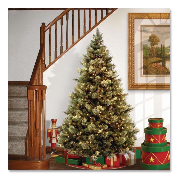 NATIONAL TREE COMPANY Pre-Lit Carolina Pine Tree, 58" x 58" x 84", Green Tree, Green Tree Stand (NTTCAP330670) thumbnail 2