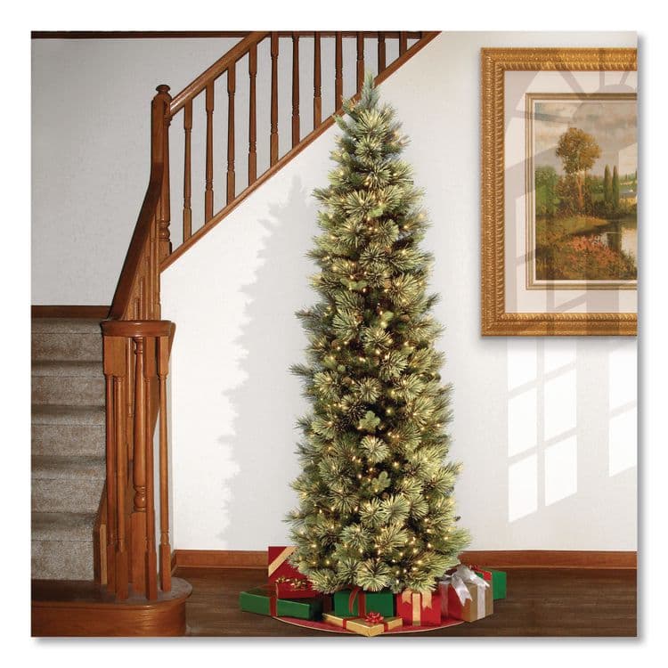 NATIONAL TREE COMPANY Pre-Lit Carolina Pine Slim Tree, 29" x 29" x 78", Green Tree, Green Tree Stand (NTTCAP333065) thumbnail 2