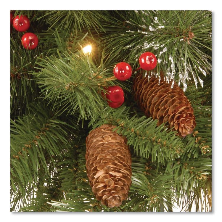 NATIONAL TREE COMPANY Pre-Lit Crestwood Spruce Wreath, AC Powered, Clear Incandescent Lights, 36" Diameter x 5"h, Green (NTTCW730636W1) thumbnail 3