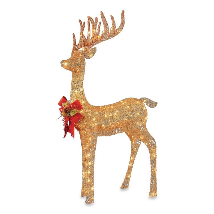 NATIONAL TREE COMPANY Pre-Lit Standing Reindeer, AC Powered, Warm White LED Lights, 20.5" x 27" x 48", Champagne (NTTDF105010U) thumbnail 4