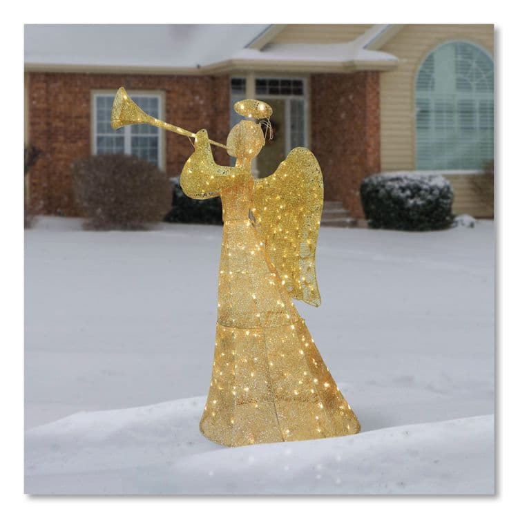 NATIONAL TREE COMPANY Champagne Angel Decoration, AC Powered, Warm White LED Lights, 18" x 33" x 60", Champagne (NTTDF210004C) thumbnail 2