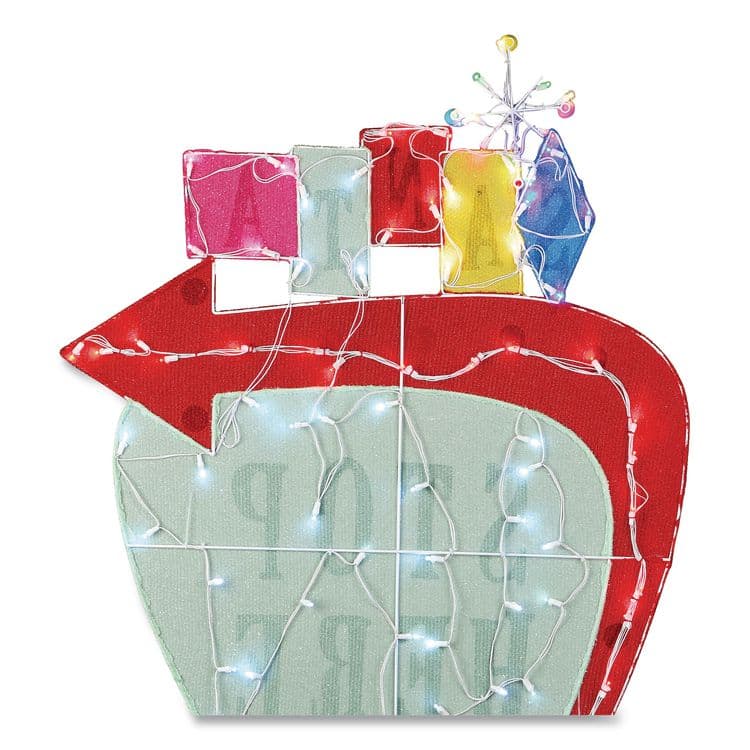 NATIONAL TREE COMPANY Pre-Lit Vintage Vegas Santa Sign, AC Powered, Cool White/Red/Warm White LED Lights, 12" x 36" x 50.5", Red (NTTDF21078001C) thumbnail 4