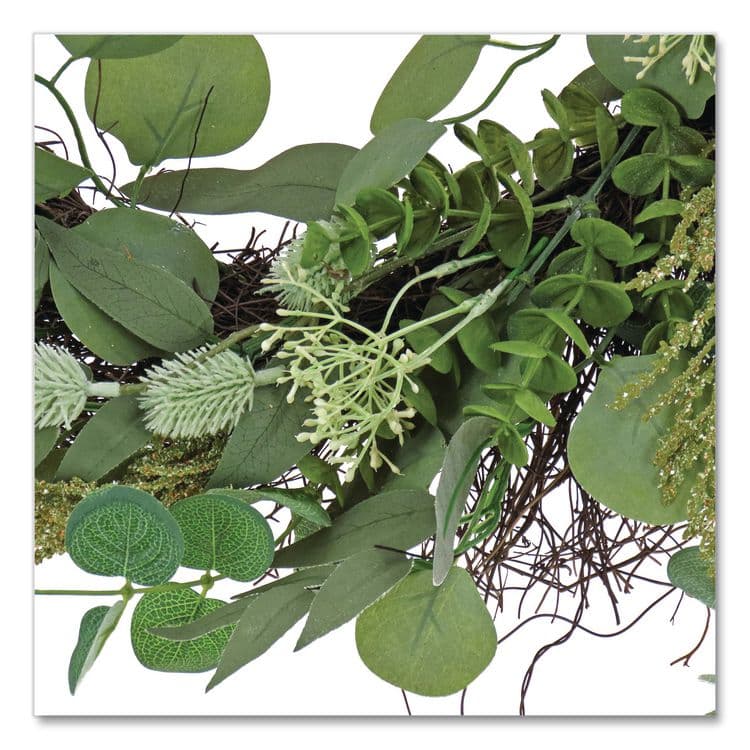 NATIONAL TREE COMPANY Eucalyptus and Baby's Breath Spring Wreath, 22" Diameter x 5" h, Green (NTTDL8765F22213) thumbnail 3