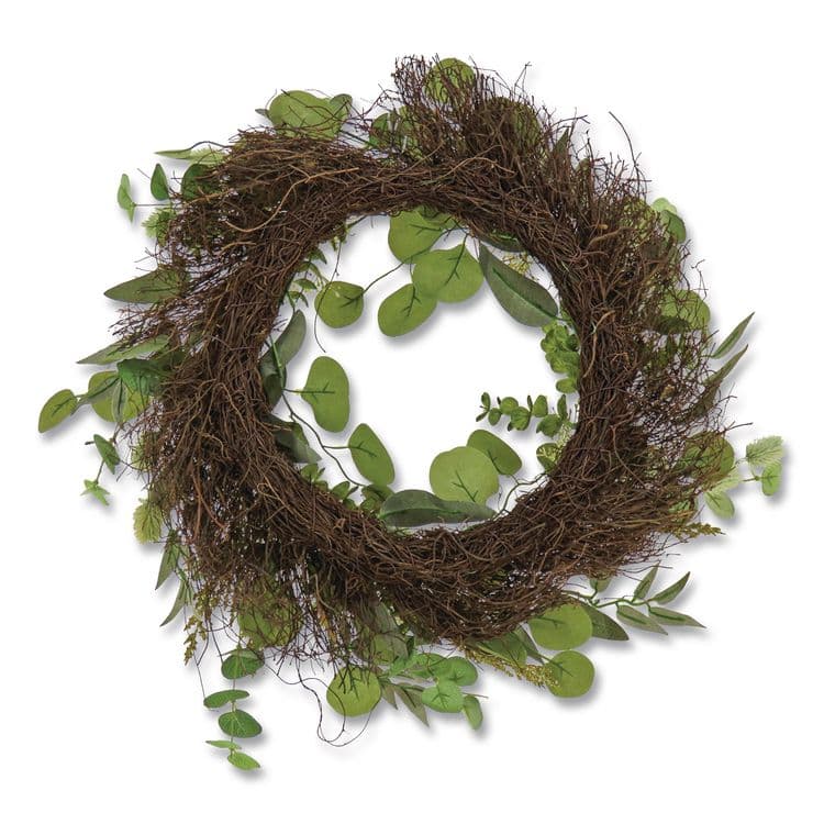 NATIONAL TREE COMPANY Eucalyptus and Baby's Breath Spring Wreath, 22" Diameter x 5" h, Green (NTTDL8765F22213) thumbnail 4