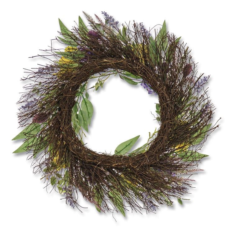 NATIONAL TREE COMPANY Pansy and Lavender Wreath, 22" Diameter x 4.5" h, Yellow (NTTDL8765F22224) thumbnail 4