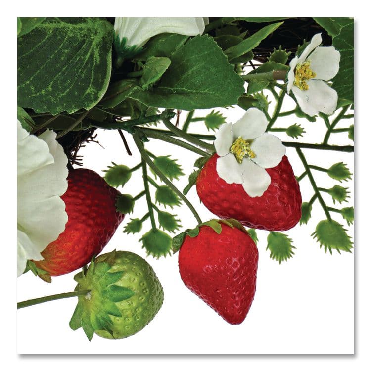 NATIONAL TREE COMPANY Petunia and Strawberry Wreath, 22" Diameter x 5"h, White (NTTDS69S21G9324) thumbnail 3