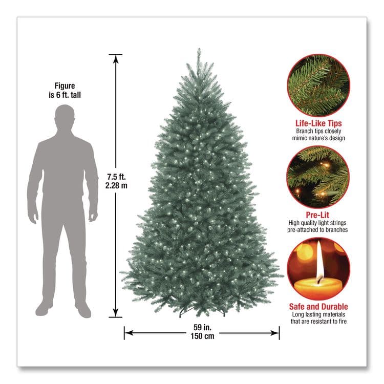 NATIONAL TREE COMPANY Pre-Lit Dunhill Fir Blue Spruce Tree, 59" x 59" x 90", Blue Tree, Green Tree Stand (NTTDUBH75LO) thumbnail 4