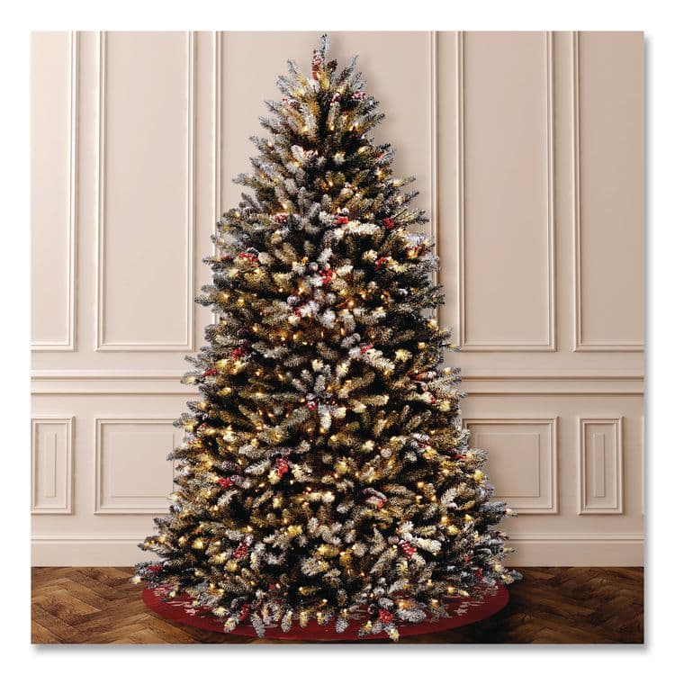 NATIONAL TREE COMPANY Pre-Lit Dunhill Fir Snowy Tree, 53" x 53" x 78", Green Tree, Green Tree Stand (NTTDUF30065) thumbnail 2