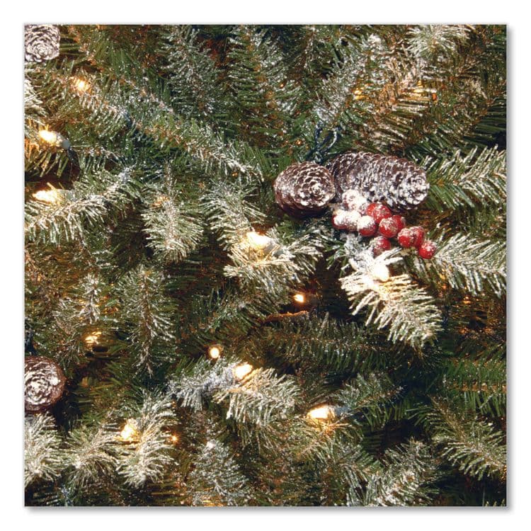 NATIONAL TREE COMPANY Pre-Lit Dunhill Fir Snowy Tree, 59" x 59" x 90", Green Tree, Green Tree Stand (NTTDUF30075) thumbnail 3