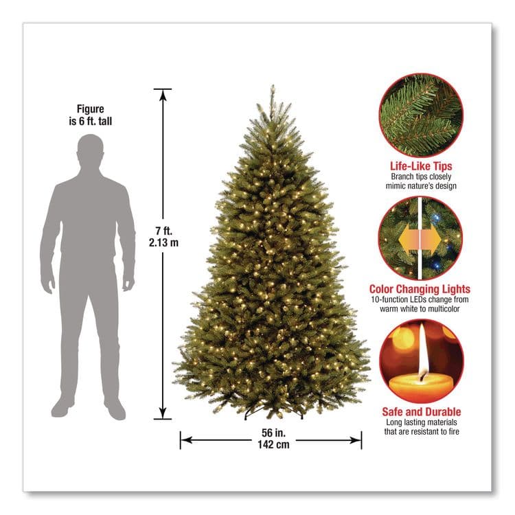 NATIONAL TREE COMPANY Pre-Lit Dunhill Fir Tree with PowerConnect, Dual Color Lights, 52" x 52" x 84", Green Tree, Green Tree Stand (NTTDUH3D3070) thumbnail 4