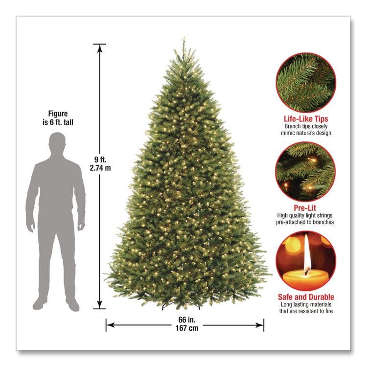 NATIONAL TREE COMPANY Pre-Lit Dunhill Fir Tree, 66" x 66" x 108", 1,100 Clear Lights, Green Tree, Green Tree Stand (NTTDUH90LOS6) thumbnail 4