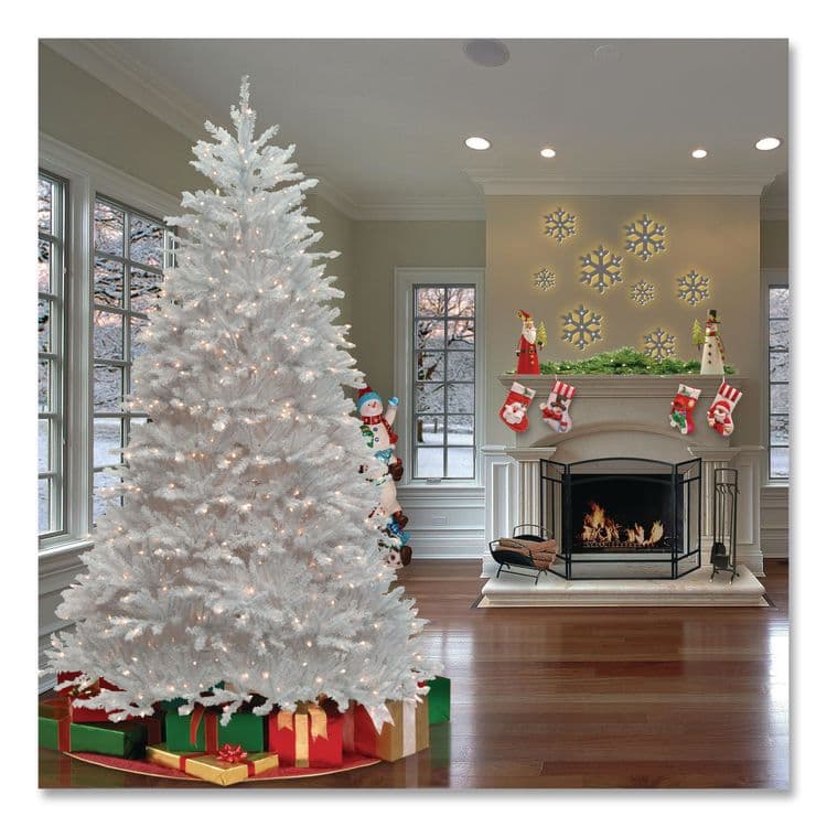 NATIONAL TREE COMPANY Pre-Lit Dunhill Fir White Tree, 59" x 59" x 90", White Tree, White Tree Stand (NTTDUWH75LO) thumbnail 2