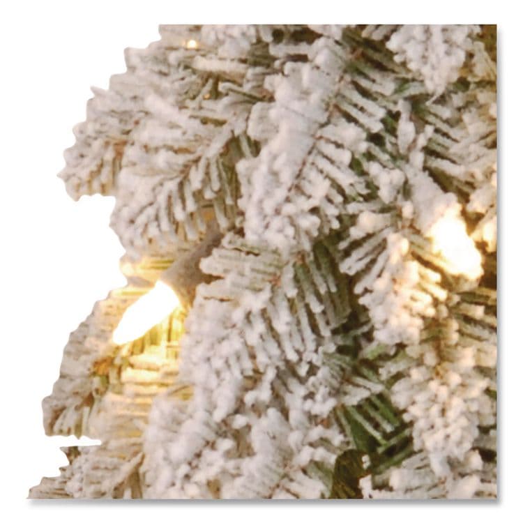 NATIONAL TREE COMPANY Pre-Lit Snowy Downswept Forest Slim Tree, 19" x 19" x 60", Green Tree, White Square Metal Plate (NTTFTDF160ALO) thumbnail 3