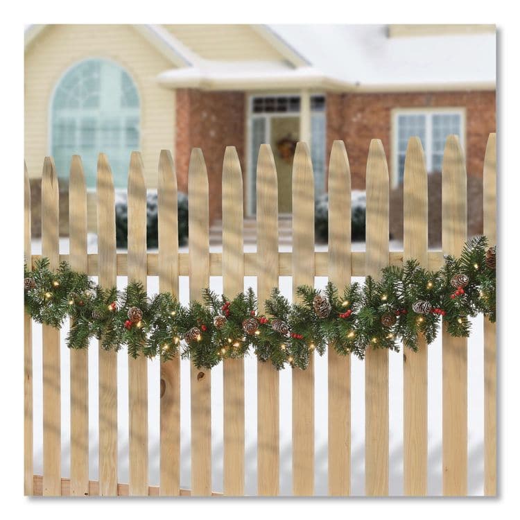 NATIONAL TREE COMPANY Pre-Lit Glittery Mountain Spruce Garland, AC Powered, Clear Incandescent Lights, 108" Long, Green (NTTGLM13009A1) thumbnail 2