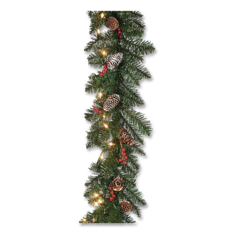 NATIONAL TREE COMPANY Pre-Lit Glittery Mountain Spruce Garland, AC Powered, Clear Incandescent Lights, 108" Long, Green (NTTGLM13009A1) thumbnail 4