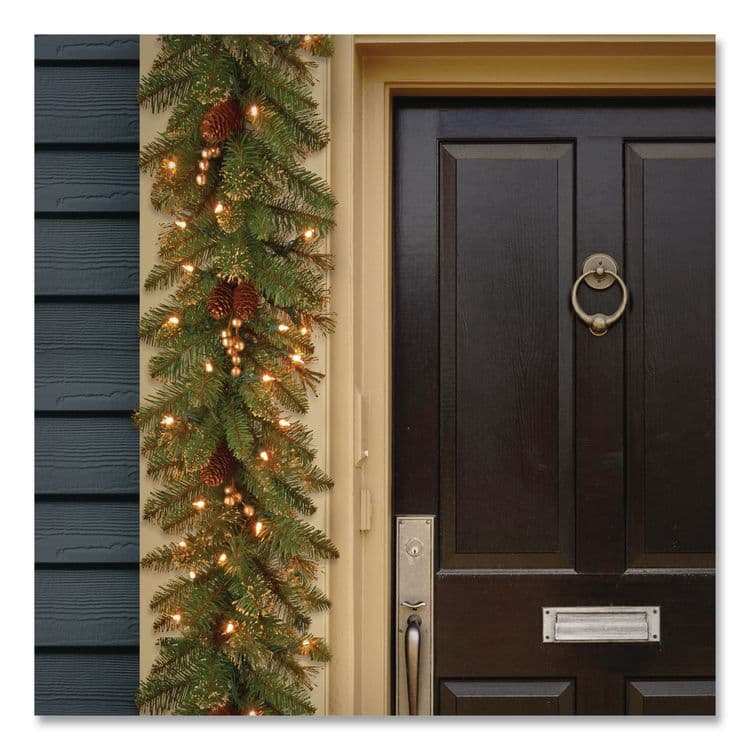 NATIONAL TREE COMPANY Pre-Lit Glittery Pine Gold Garland, AC Powered, Clear Incandescent Lights, 108" Long, Green (NTTGPG33419A) thumbnail 2