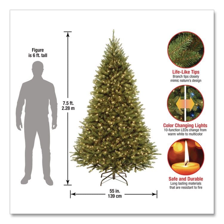 NATIONAL TREE COMPANY Pre-Lit Kingswood Fir Tree, 55" x 55" x 90", Green Tree, Green Tree Stand (NTTKW7D5375) thumbnail 4