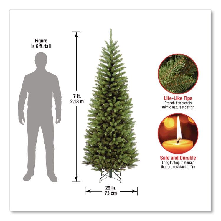 NATIONAL TREE COMPANY Kingswood Fir Pencil Tree, 29" x 29" x 84", Green Tree, Green Tree Stand (NTTKW750070) thumbnail 3