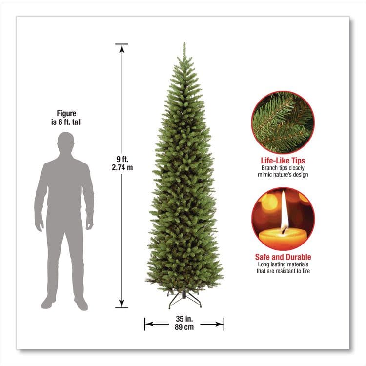 NATIONAL TREE COMPANY Kingswood Fir Pencil Tree, 35" x 35" x 108", Green Tree, Green Tree Stand (NTTKW750090) thumbnail 3